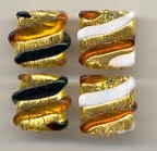 20 MM Gold Foil, "Missoni" Striped Square, with Black & Topaz, or White & Topaz